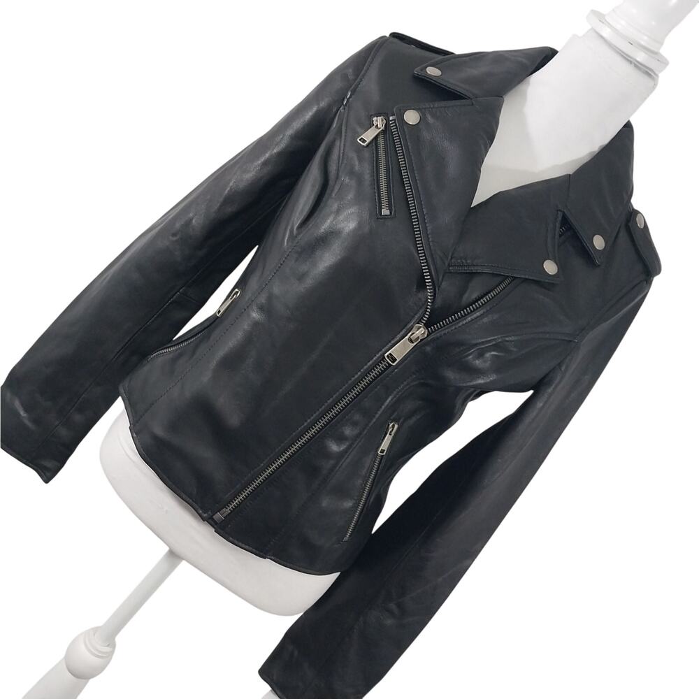 NWT@$195! WILSONS LEATHER! LUXE BLACK MOTO/BIKER INSPIRED ZIP JACKET! SZ M